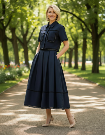 Navy  Set Skirt and Top